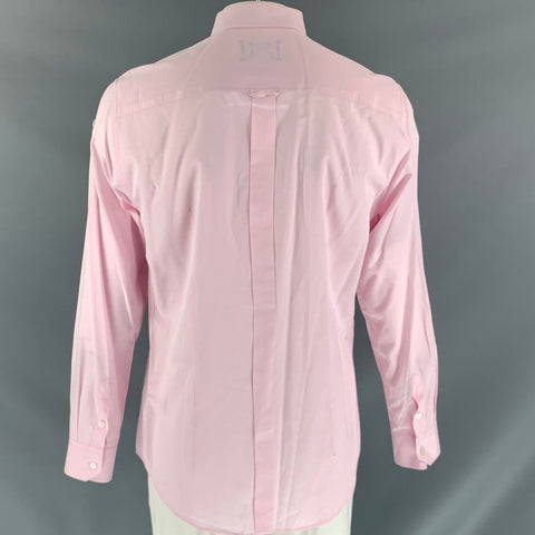 D&G by DOLCE & GABBANA Size XL Pink Pleated Cotton Long Sleeve Shirt