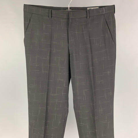 Vintage GIANNI VERSACE Size 36 Black Print Wool Dress Pants