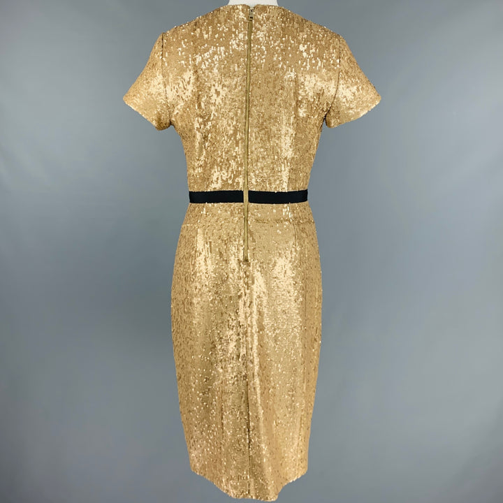 BURBERRY LONDON Size 8 Gold Viscose Elastane Short Sleeve Cocktail Dress