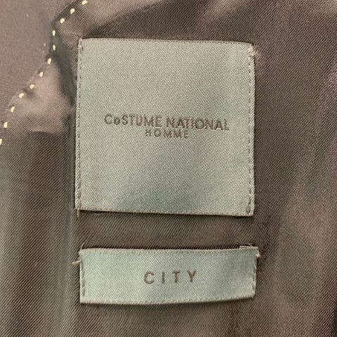 CoSTUME NATIONAL Talla 40 Abrigo deportivo con solapa de muesca de seda y lana lisa negra