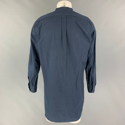 DRIES VAN NOTEN Size M Navy Brown Rhombus Cotton Long Sleeve Shirt