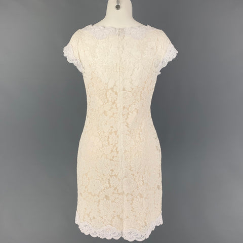 MARCHESA Taille M Robe fourreau florale crème blanche