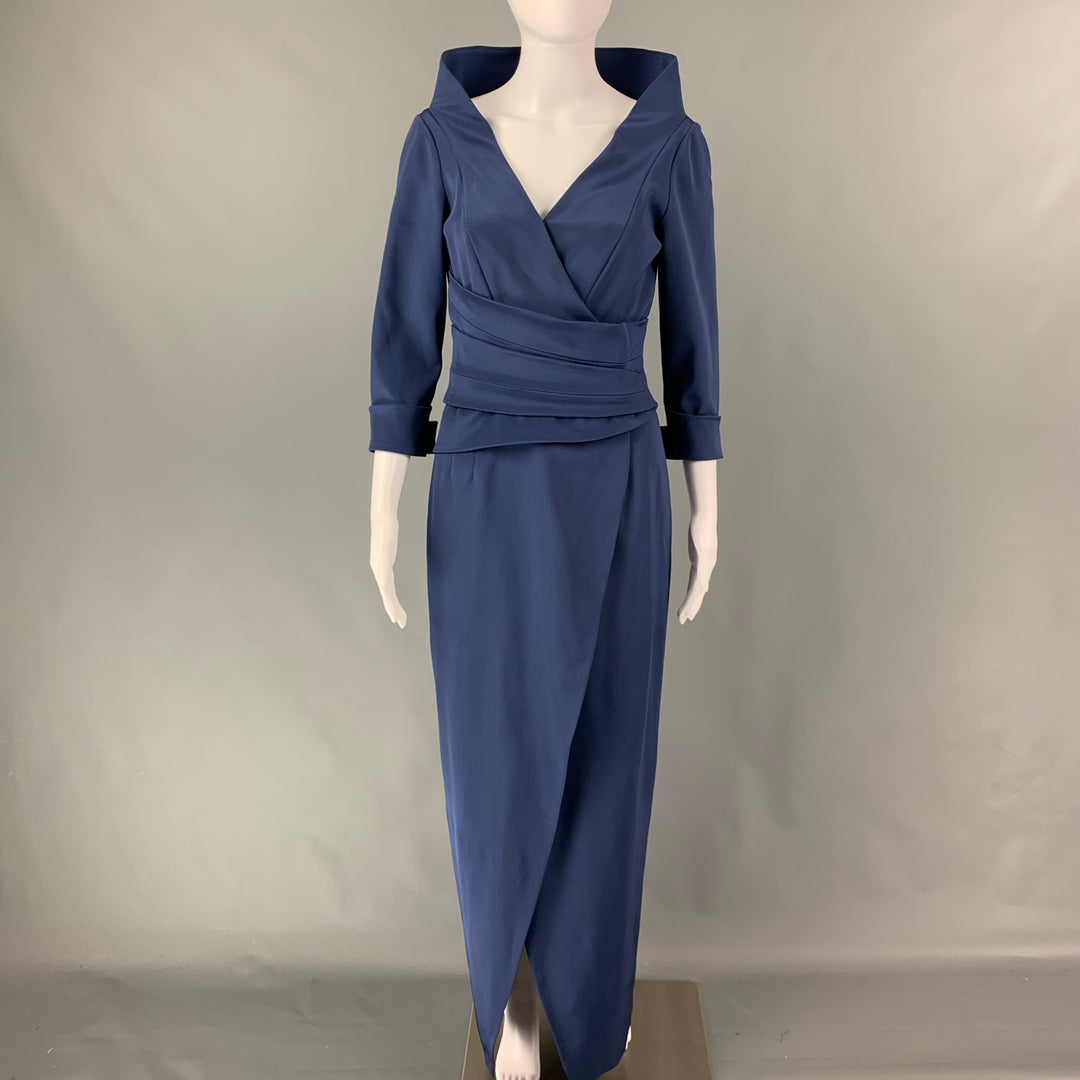 DANES Size 8 Blue Silk 3/4 Sleeves Gown