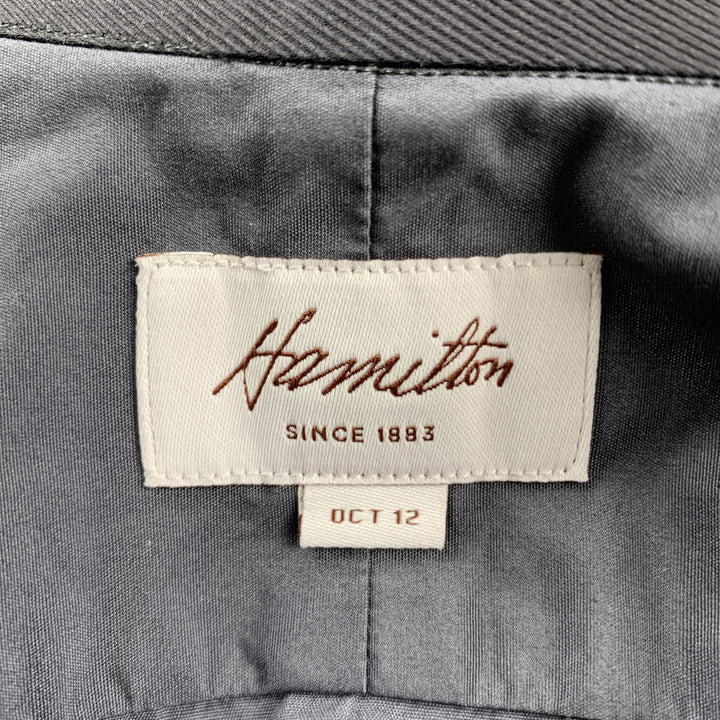 HAMILTON Taille M Chemise à manches longues en coton color block gris foncé