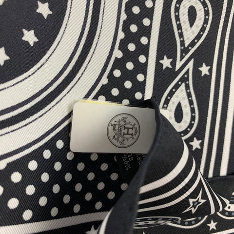 HERMES Brides de Gala Black White Silk Bandana Scarf