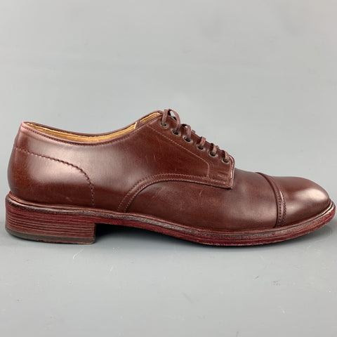 PAUL SMITH Size 9 Solid Burgundy Leather Cap Toe Lace Up