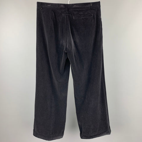 JEAN PAUL GAULTIER Size 34 Black Cotton Velvet Wide Leg Dress Pants