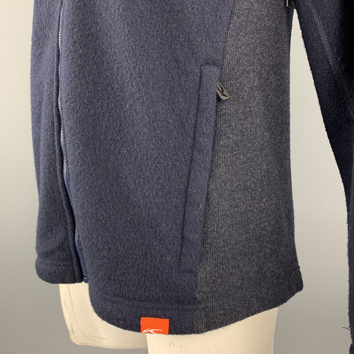 KJUS Size XXL Navy & Charcoal Polyester Blend Hooded Zip Up Jacket