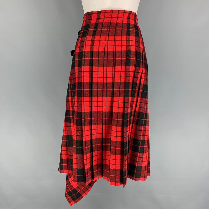 MONSE Size 0 Red Black Plaid Wool Skirt