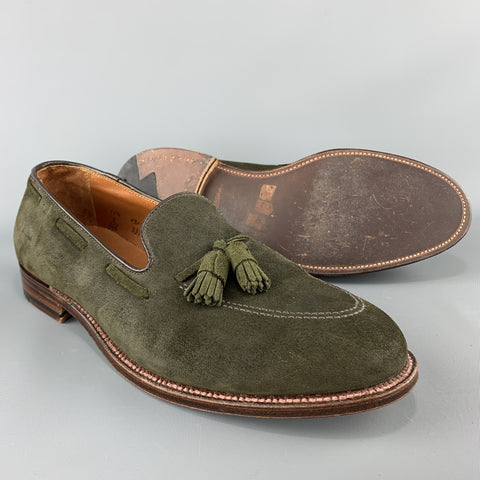 ALDEN x UNIONMADE Size 11.5 Olive Solid Tassels Loafers