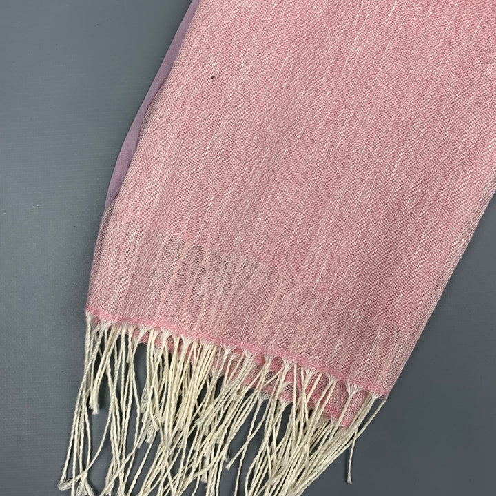 VINTAGE Pink Cashmere / Linen Suede Fringe Scarf