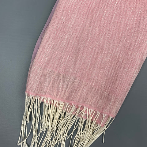 Écharpe à franges en cachemire rose VINTAGE / lin en daim