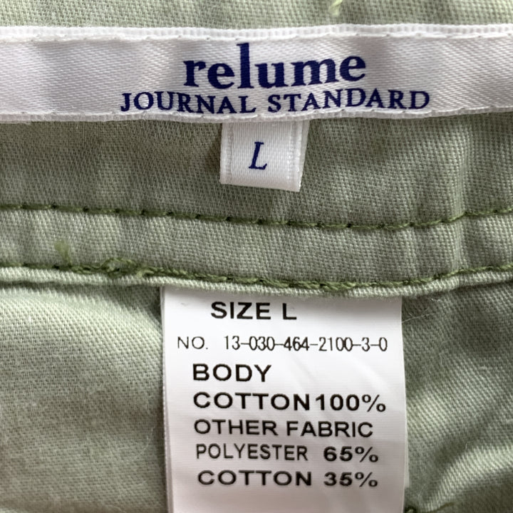 JOURNAL STANDARD Size L Olive Solid Cotton Zip Fly Casual Pants