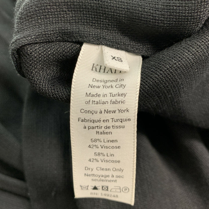 KHAITE Taille XS Noir Lin Viscose Col Pointu Haut Décontracté