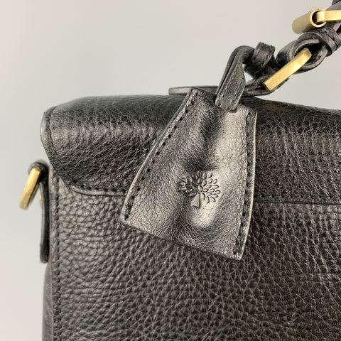 MULBERRY Solid Black Leather Briefcase Bag