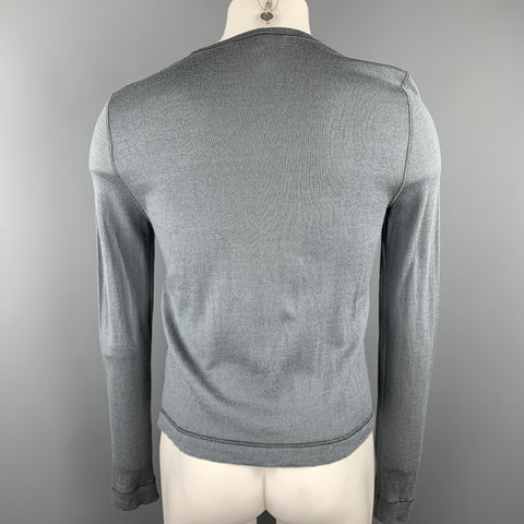 ALLESANDRO DELL' ACQUA Size S Slate Knitted Wool Crew-Neck Pullover