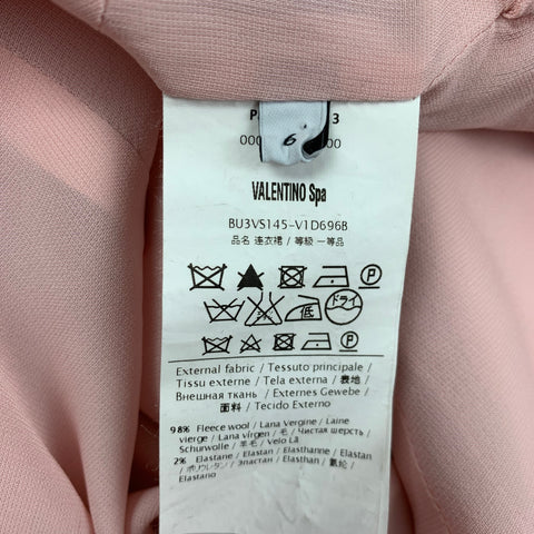 VALENTINO Size 6 Blush Wool Ruffled One Shoulder Cocktail Dress