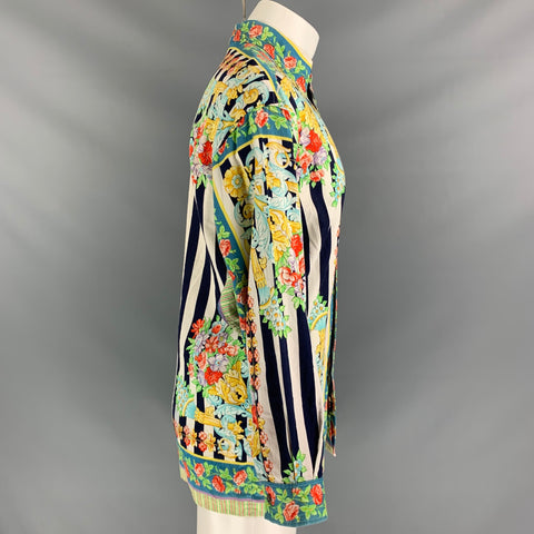 VERSUS by GIANNI VERSACE Size S Print Cotton Hidden Placket  Long Sleeve Shirt