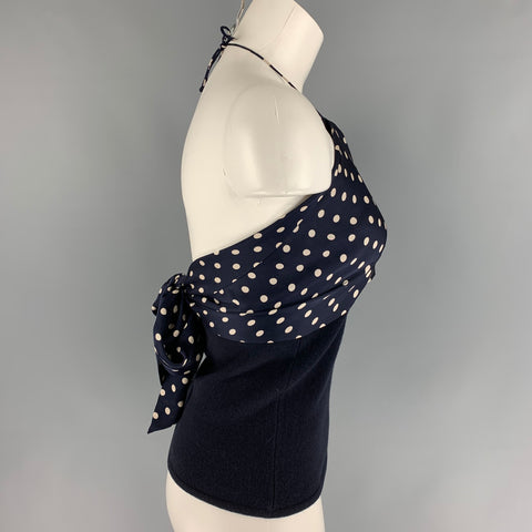 RALPH LAUREN Black Label Size M Navy & White Cashmere Blend Dress Top