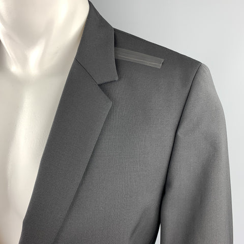 CALVIN KLEIN COLLECTION Size 38 Black Wool Rubber Piping Notch Lapel Blazer