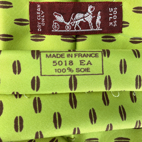 Corbata de seda HERMES Chartreuse "Grano de café"