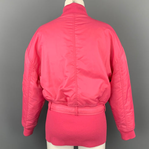 CÉRÉMONIE D’OUVERTURE Taille XS Veste bomber ceinturée en nylon rose
