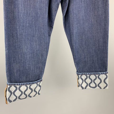 VIVIENNE WESTWOOD Size 30 Indigo Color Block Denim Button Fly Jeans