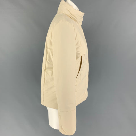 JIL SANDER Size 6 Cream Cotton Blend Hidden Hood Jacket