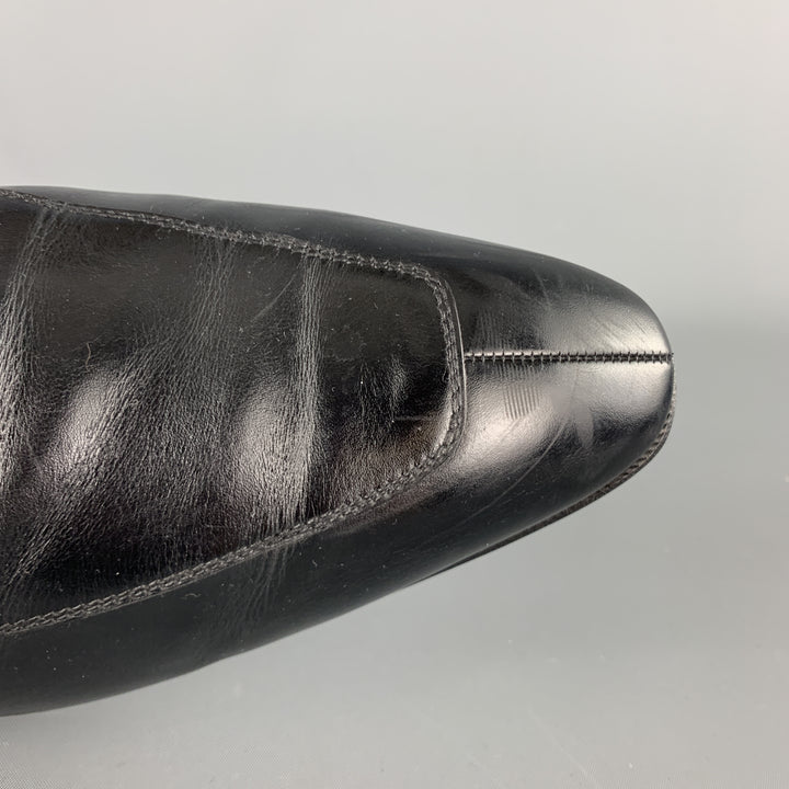 GRAVATI Size 12 Black Leather Apron Split Toe Lace Up