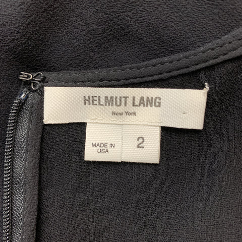 HELMUT LANG Taille 2 Robe à bulles superposée en soie et laine noire