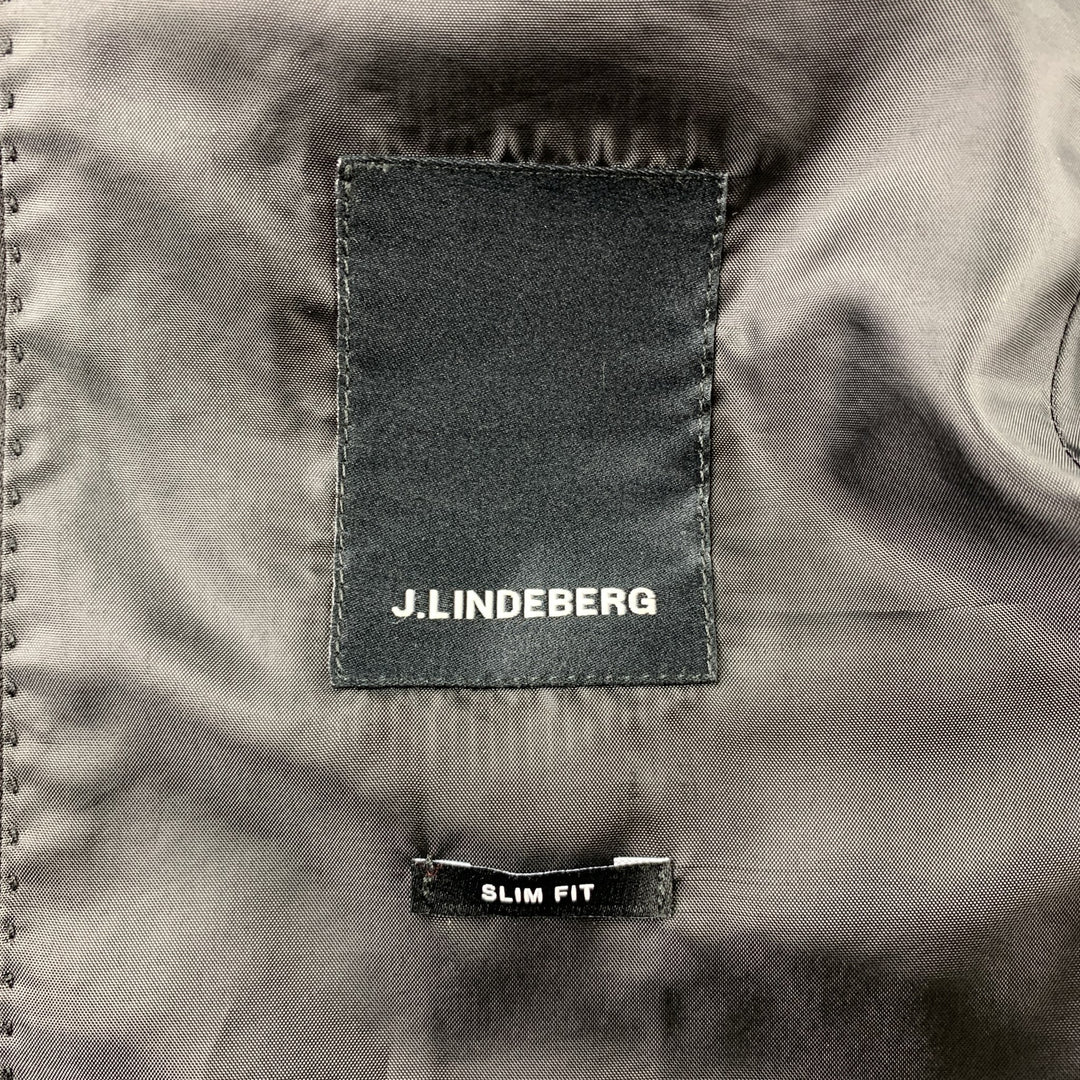J. LINDEBERG Size 44 Long Black Woven Polyamide / Cotton Sport Coat