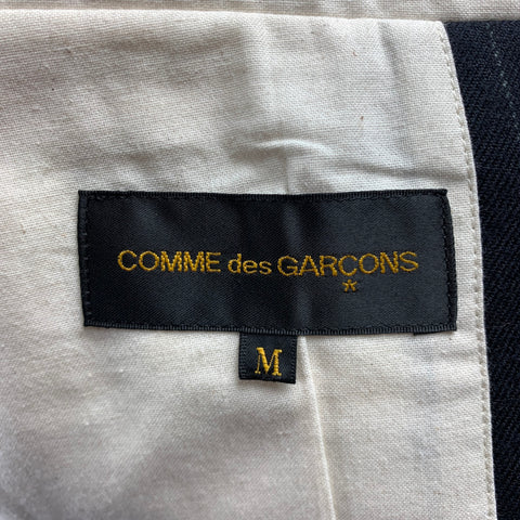 COMME des GARCONS Size M Navy Chalk Stripe Wool Double Sleeve Peak Lapel Jacket