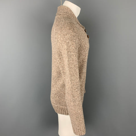 FJALLRAVEN Size S Taupe Heather Wool / Polyamide Shawl Collar Sweater