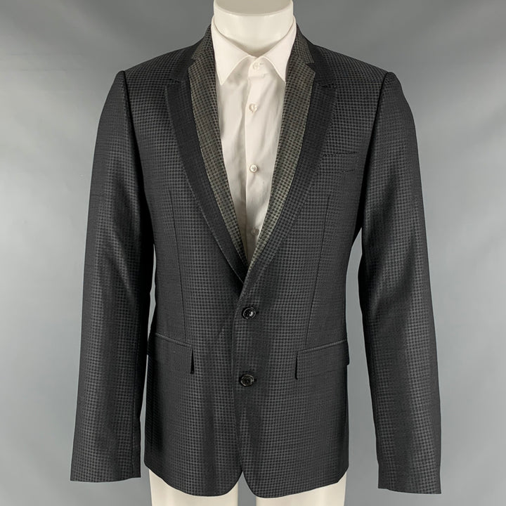 VIKTOR & ROLF Size 38 Grey Black Plaid Wool Silk Notch Lapel Sport Coat
