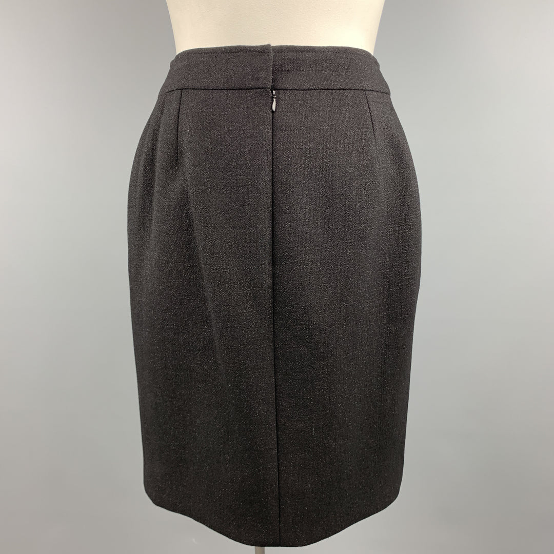 CHANEL Size L Black Sparkle Wool Pencil Skirt