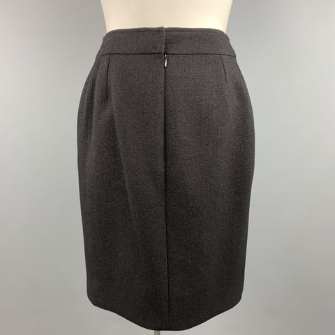 CHANEL Size L Black Sparkle Wool Pencil Skirt