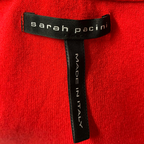 SARAH PACINI One Size Red Viscose & Polyester Solid Hooded Casual Top