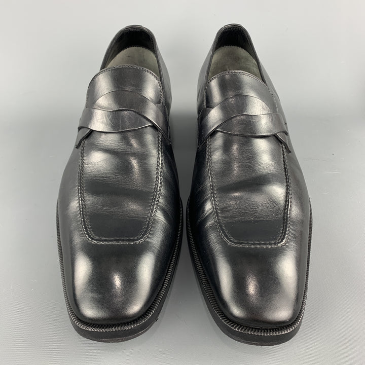 TOM FORD Size 12 Black Solid Leather Slip On Loafers