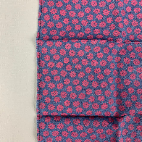 BRUNELLO CUCINELLI Pañuelo de bolsillo de algodón y lino floral rojo marino