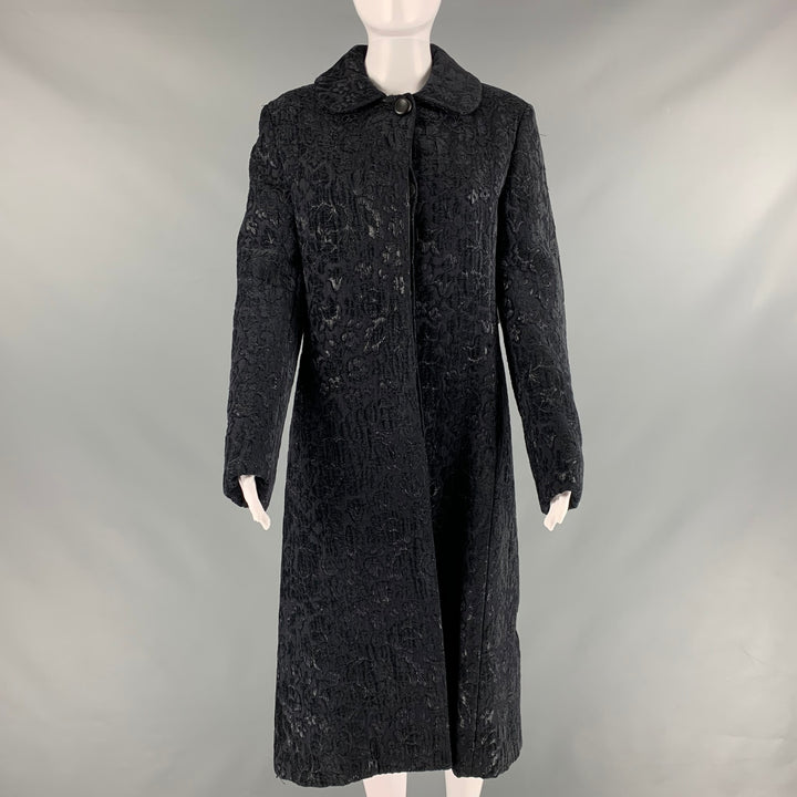 CINZIA ROCCA Size 6 Black Viscose Blend Jacquard Coat