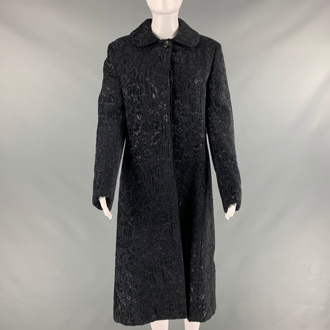 CINZIA ROCCA Taille 6 Manteau Jacquard en Mélange de Viscose Noir