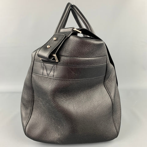 PAUL SMITH Black Leather Pebble Grain Weekender Bag