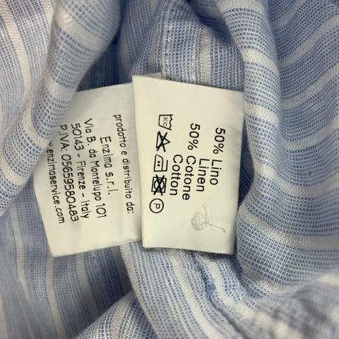 EAST HARBOUR SURPLUS Size M Light Blue & White Stripe Cotton Blend Pop-Over Long Sleeve Shirt
