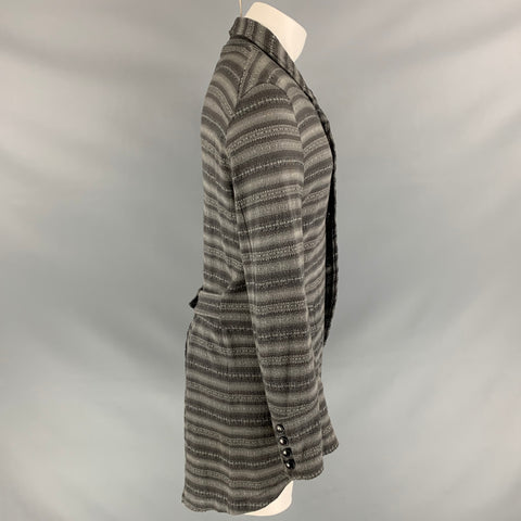 NUMBER (N)INE Size L Gray Stripe Cotton / Cashmere Buttoned Tails Coat