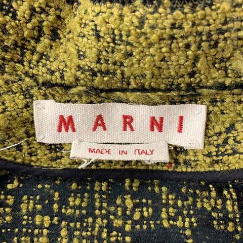 MARNI Size 4 Mustard & Black Textured Boucle Mohair Blend Coat