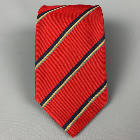 LIBERTY OF LONDON Red Navy Diagonal Stripe Twill Tie