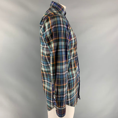 SID MASHBURN Size M Blue Multicolour Plaid  Long Sleeve Shirt