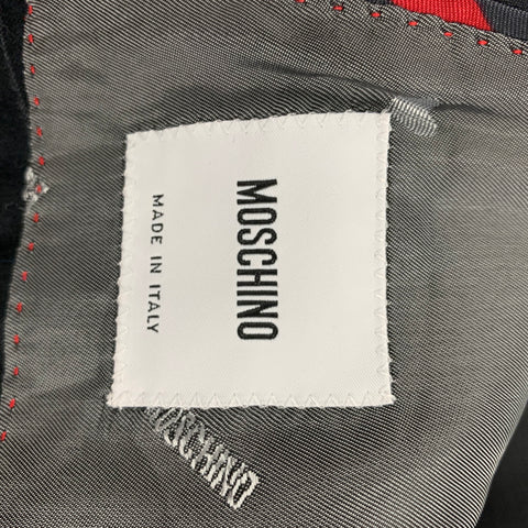 MOSCHINO Size 42 Regular Grey Navy Patchwork Wool Notch Lapel Sport Coat
