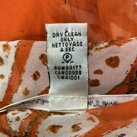 DIANE VON FURSTENBERG Size 4 Orange & Cream Silk Floral Wrap Dress