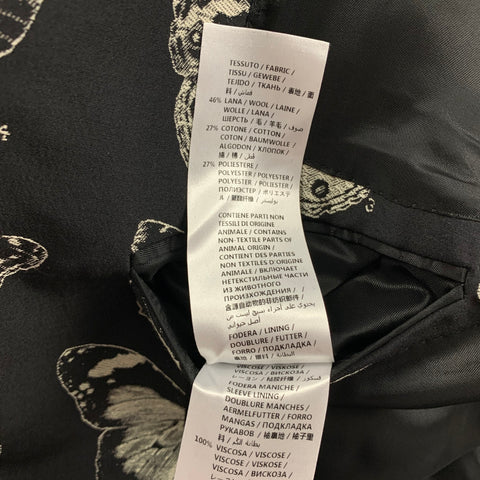 ALEXANDER MCQUEEN FW 16 Size 40 Black Grey Beige Butterfly Print Wool Blend Sport Coat